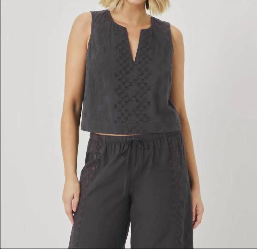NEW SPLENDID kenzie eyelet geo tank top in lead